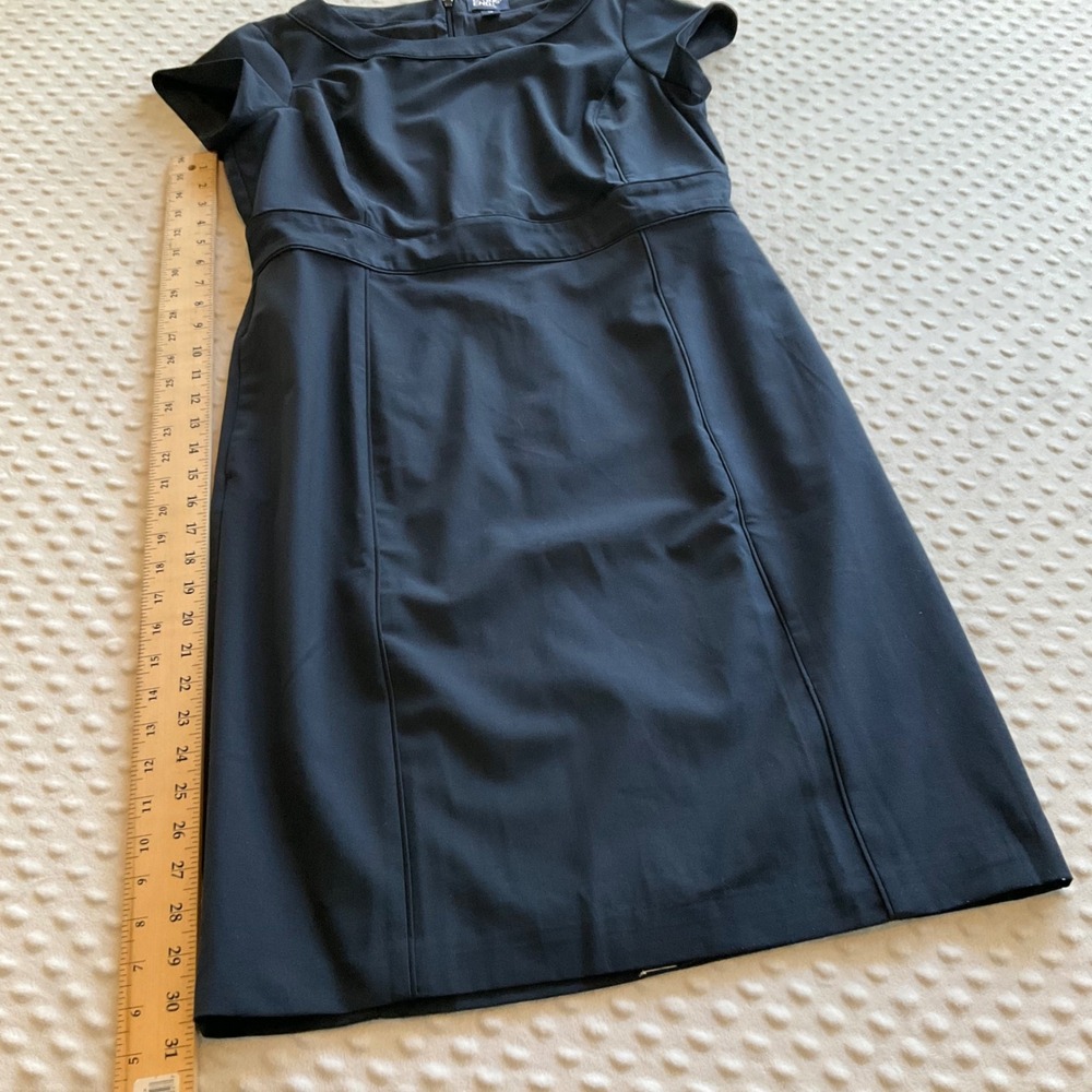 Lands' End Sheath Dress Womens 12 Black Wool Blend Cap Sleeve Career - Picture 3 of 8